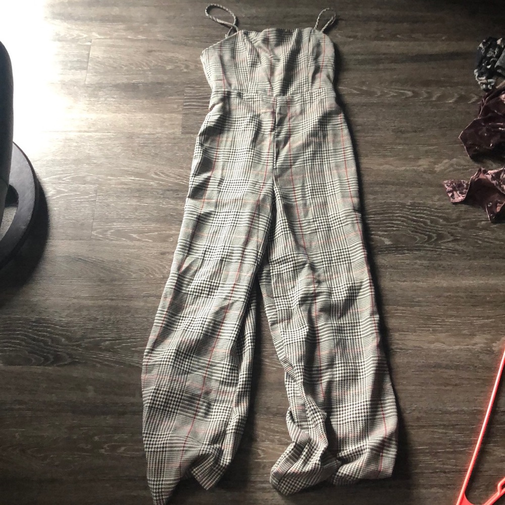 Houndstooth plaid jumpsuit